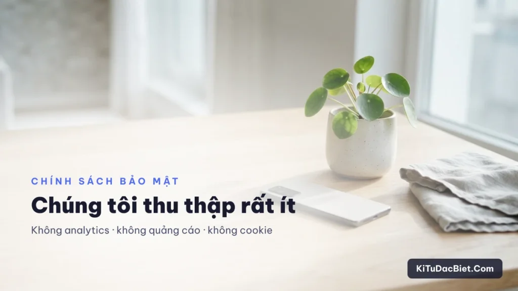 Chính sách bảo mật KiTuDacBiet.Com, website thu thập rất ít dữ liệu