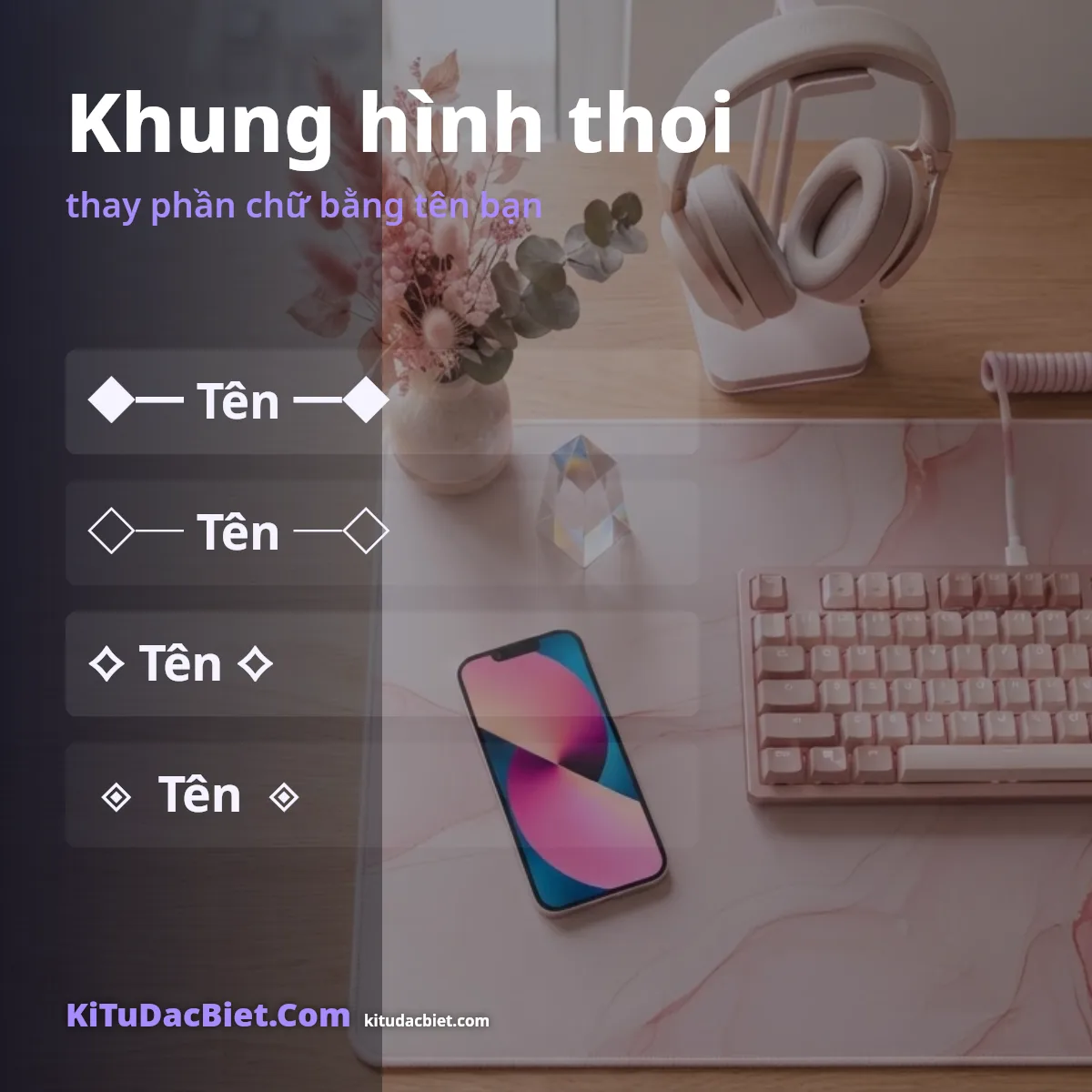 Khung hình thoi quanh tên